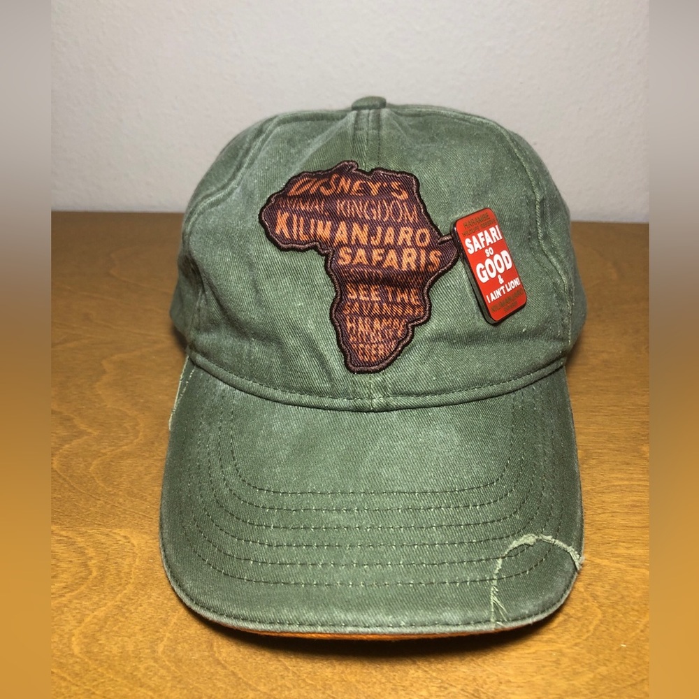 Disney Animal Kingdom Kilimanjaro Safari Distressed Basebal Hat Cap W/Safari Pin